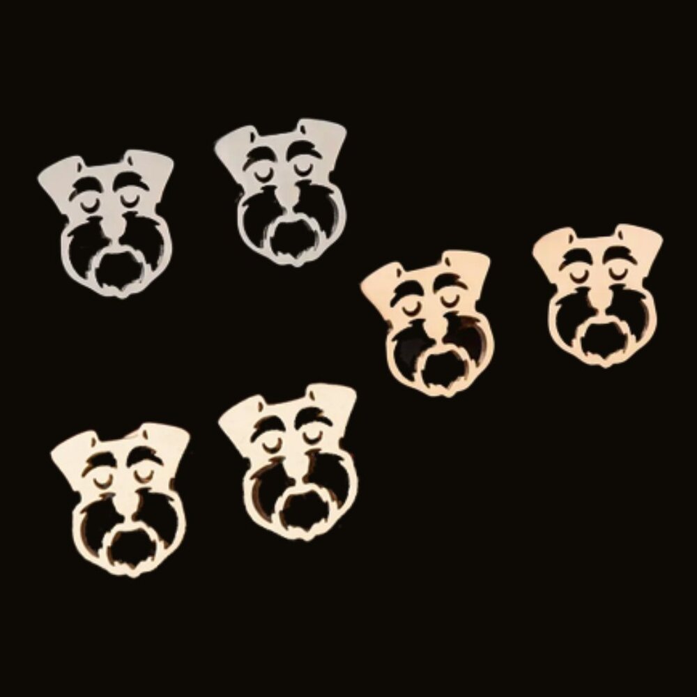 Stainless Steel Schnauzer Terrier Stud Earrings in Gold, Siver, or Rose Gold
